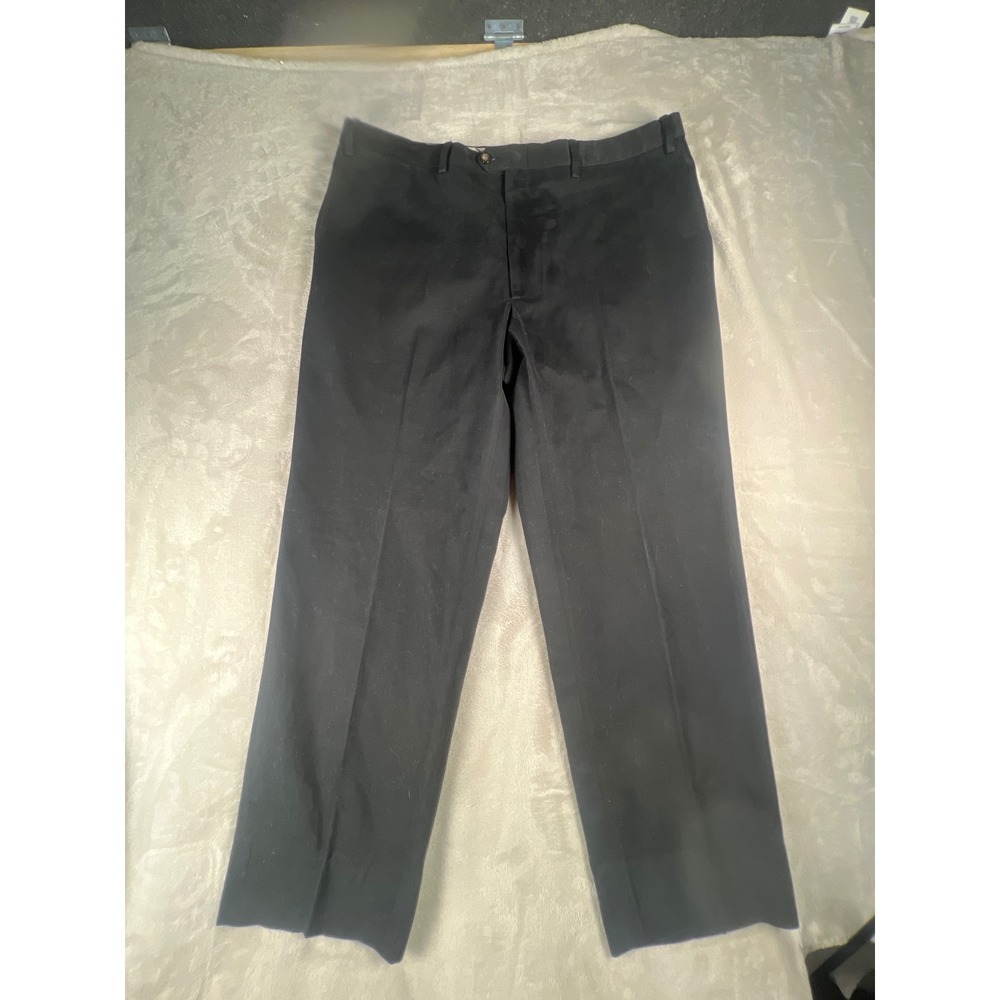 Canali Black Trousers Mens 38x30 Flat Front Straight Leg Made in Italy 81012